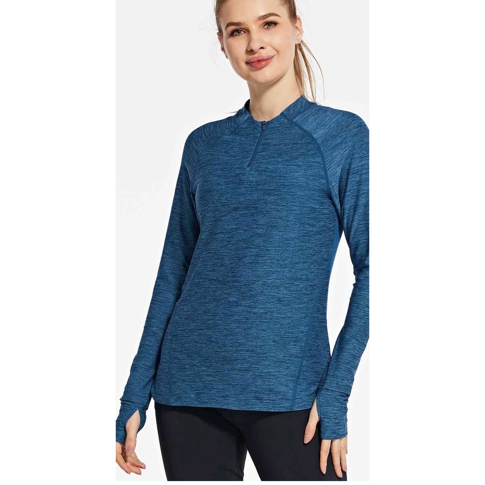 Baleaf Womens Magenta‎ Space Dye Quarter Zip UPF 50+ Athletic Pullover Large NWT